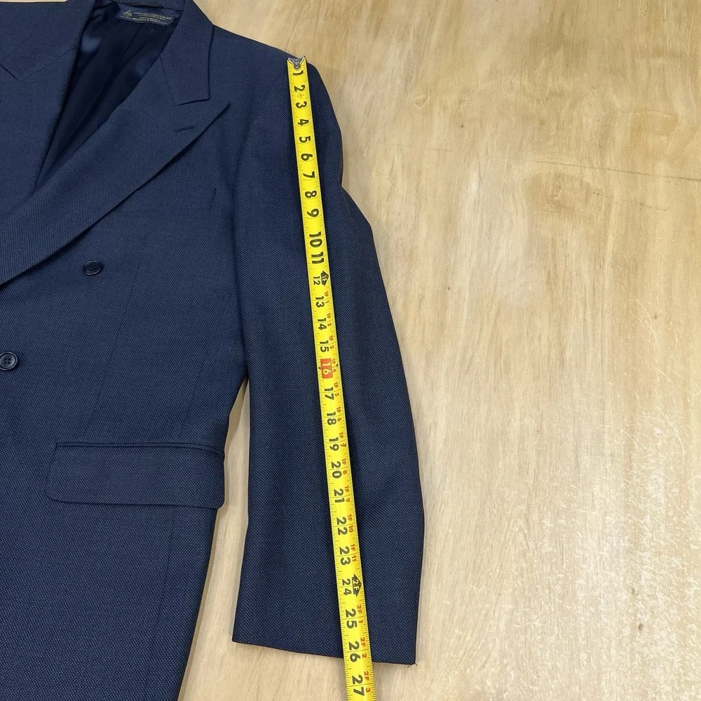 Vintage Brooks Brothers Double Breasted‎ Blazer Mens 45L Long Wool Navy Ventless